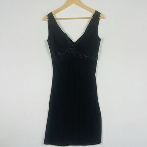 NEW Max & Cleo‎ Beaded Dress Womens 6 Black Sleeveless Cocktail Party Glam LBD